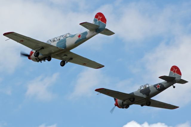 YAKOVLEV Yak-52 (N52KF) - Yak 52 and Yak 50 doing a very low fly by at the San Martin Airport.