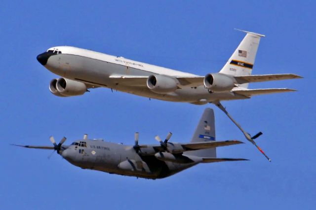 61-0320 — - Boeing KC-135R Stratotabnker 61-0320 of the 412th Test Wing and Lockheed and C-130H Hercules 89-9101 at the Edwards Air Force Base Open House on October 16, 2009.