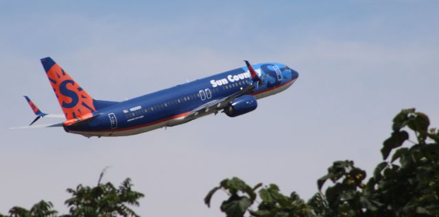 Boeing 737-800 (N820SY) - Shortly after departure is this 2014 Sun Country Airlines Boeing 737-83N in the Summer of 2022.