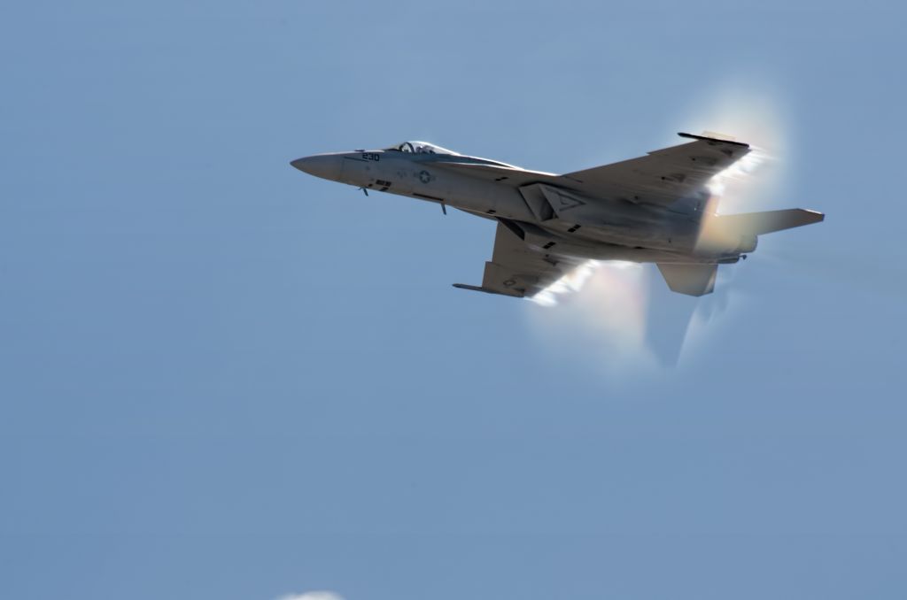 — — - FA-18 High speed pass at Marine Corps Air Station Miramar. 