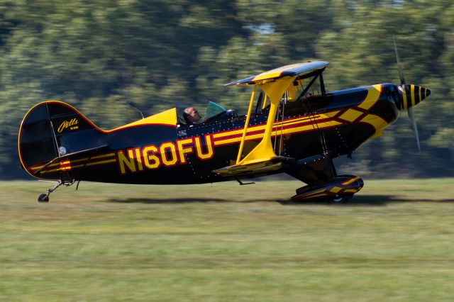 PITTS Special (S-2) (N160FU) - "Tico" LaCerda making a soft-field landing at Red Stewart Airfield.