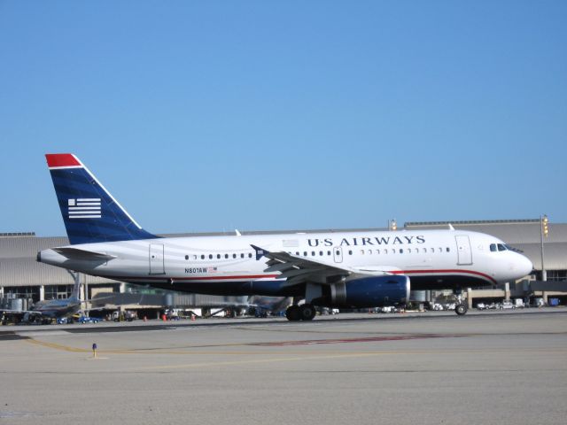 Airbus A319 (N801AW) - Holding on RWY 19R