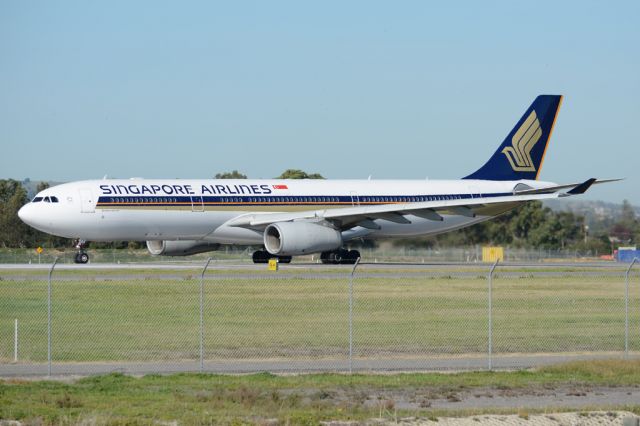 Airbus A330-300 (9V-STY) - Rolling for take-off on runway 05, for flight home to Singapore. Wednesday, 21st May 2014.