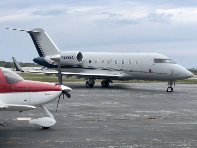 Canadair Challenger (N236WA) - On the Mac Jets FBO ramp in Portland, Maine- Oct. 7, 2020