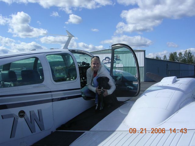 Beechcraft 55 Baron (N377W) - KLEB, Lebanon NH, Picking up new puppy Great Dane Diesel