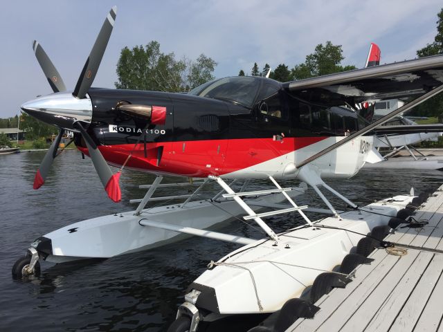 Quest Kodiak (N247KQ) - On the M57 (Rangeley Maine) dock. Home to Acadian Seaplanes.  This lease backed Kodiak on Aerocet Amphibs is new addition to the fleet.