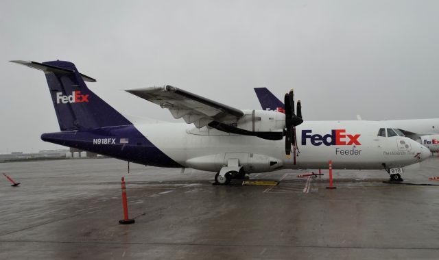 Aerospatiale ATR-42-300 (N918FX) - Up close pic of an ATR 42-300! On the cargo ramp at BUF. This sure is a plane spotter's dream- getting to be feet away from an aircraft.