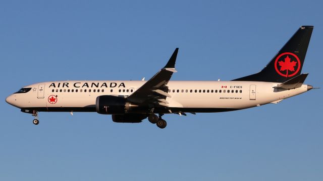 Boeing 737 MAX 8 (C-FSES) - Apr 20 2018... two month old 737 Max landing at dusk