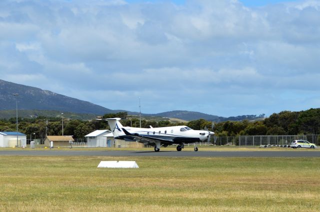 Pilatus PC-12 (VH-NWI) - Armada Aviation PC12 in new colour scheme landing RWY 23, Flinders Island, Dec 2020