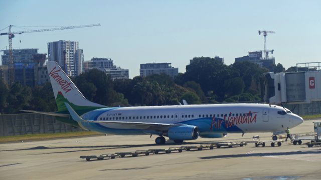 Boeing 737-800 (YJ-AV1) - 9th August 2015: Air Vanuatu's Boeing 737 being pushed back from the gate at Sydney airport.