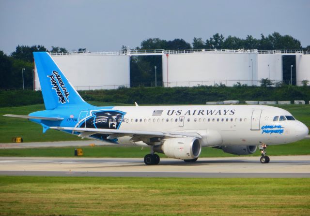 Airbus A319 (N717UW) - US Airways A319 "Carolina Panthers" 8/5/13