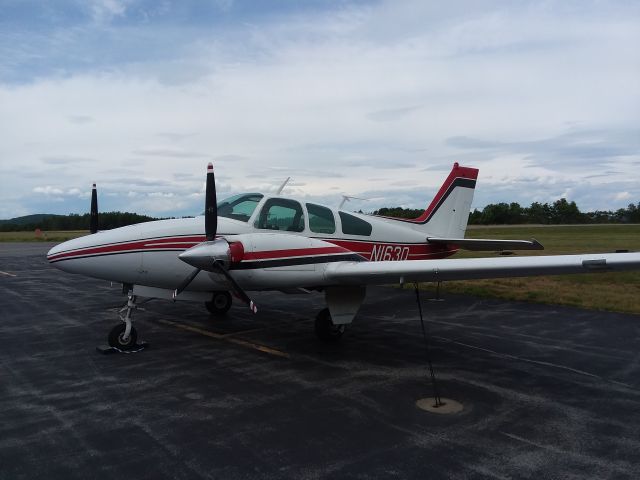 Beechcraft 55 Baron (N163Q) - Visiting Dexter, ME