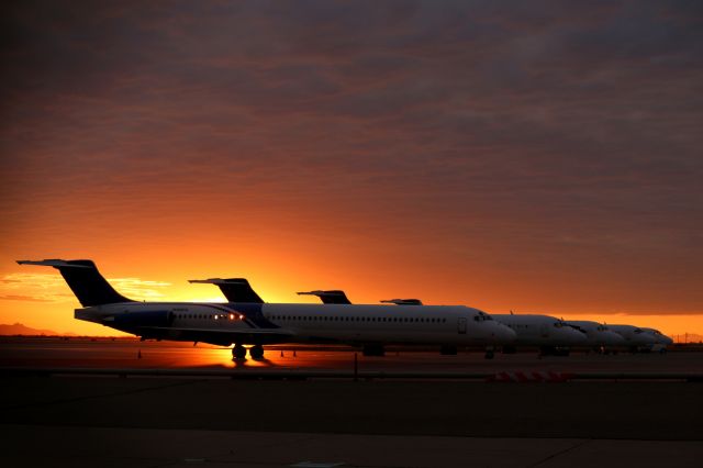 McDonnell Douglas MD-80 — - Dawn on the cargo ramp at Phoenix Mesa Gateway Airport.