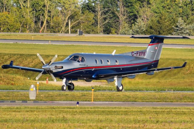 Pilatus PC-12 (C-FVPK) - 1998 Pilatus PC-12 (opby Private Air Inc) arriving into the FBO Ramp in Buffalo NY (KBUF) from Waterloo ON (CYKF)br /br /** Current paint-scheme as of 09/11/2020 **