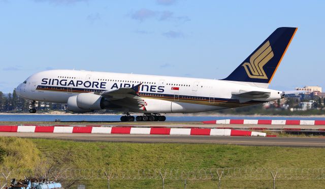 Airbus A380-800 (9V-SKD) - 9V-SKD Departing 16R for Changi. Taken at The Mound on top of a car with a 70-200mm