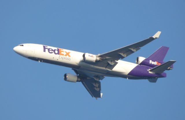 Boeing MD-11 (N595FE) - Shown here is a McDonnell Douglas MD-11 a few moments from landing into JFK in the Spring of 2016. 