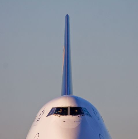 Boeing 747-400 (D-ABVP) - I can hear the "Jaws" soundtrack playing here... Lufthansa about to depart from YYZ!