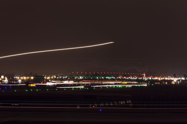 — — - Night landing, Los Angeles, California