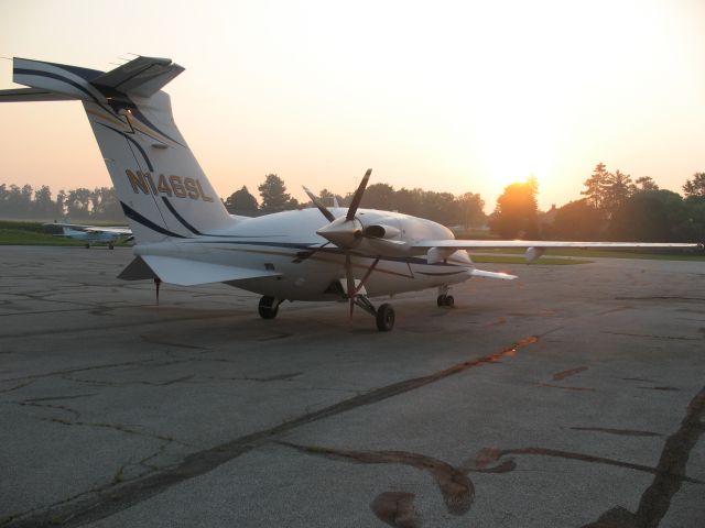 N146SL — - Piaggio Avante parked on the north flight ramp at dawn at KTHV , York Airport .