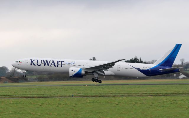 BOEING 777-300 (9K-AOE) - kuwait airways b777-369er 9k-aoe about to land at shannon 17/2/17.