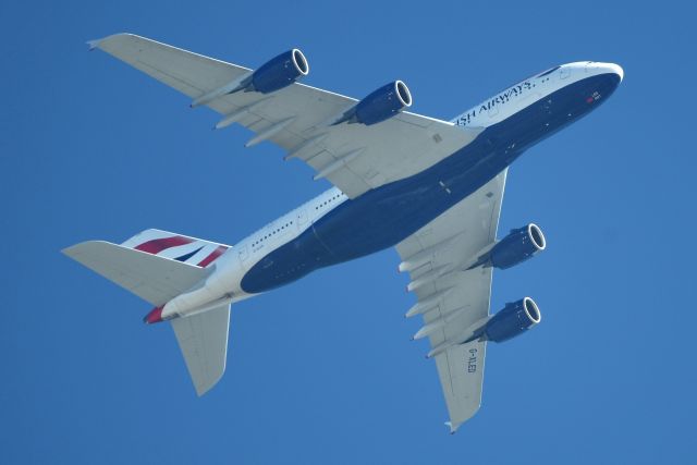 Airbus A380-800 (G-XLED) - Over the top of ORD at about 9600' about to enter the right downwind or 10-C. Unfortunately, there was a thin layer of haze over the top of the field that day.