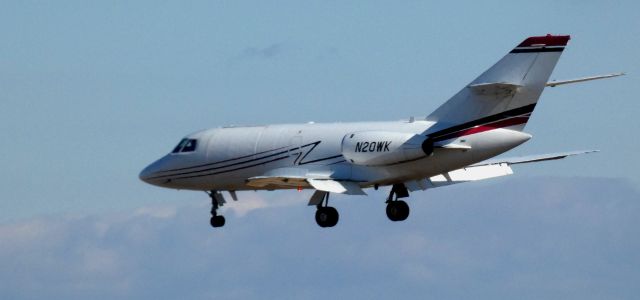 Dassault Falcon 20 (N20WK) - About to touch down is this 1974 Dassault Falcon 20F in the Winter of 2025.