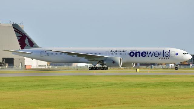 BOEING 777-300ER (A7-BAG) - Taxiing to the gate after a non-stop flight from Doha.