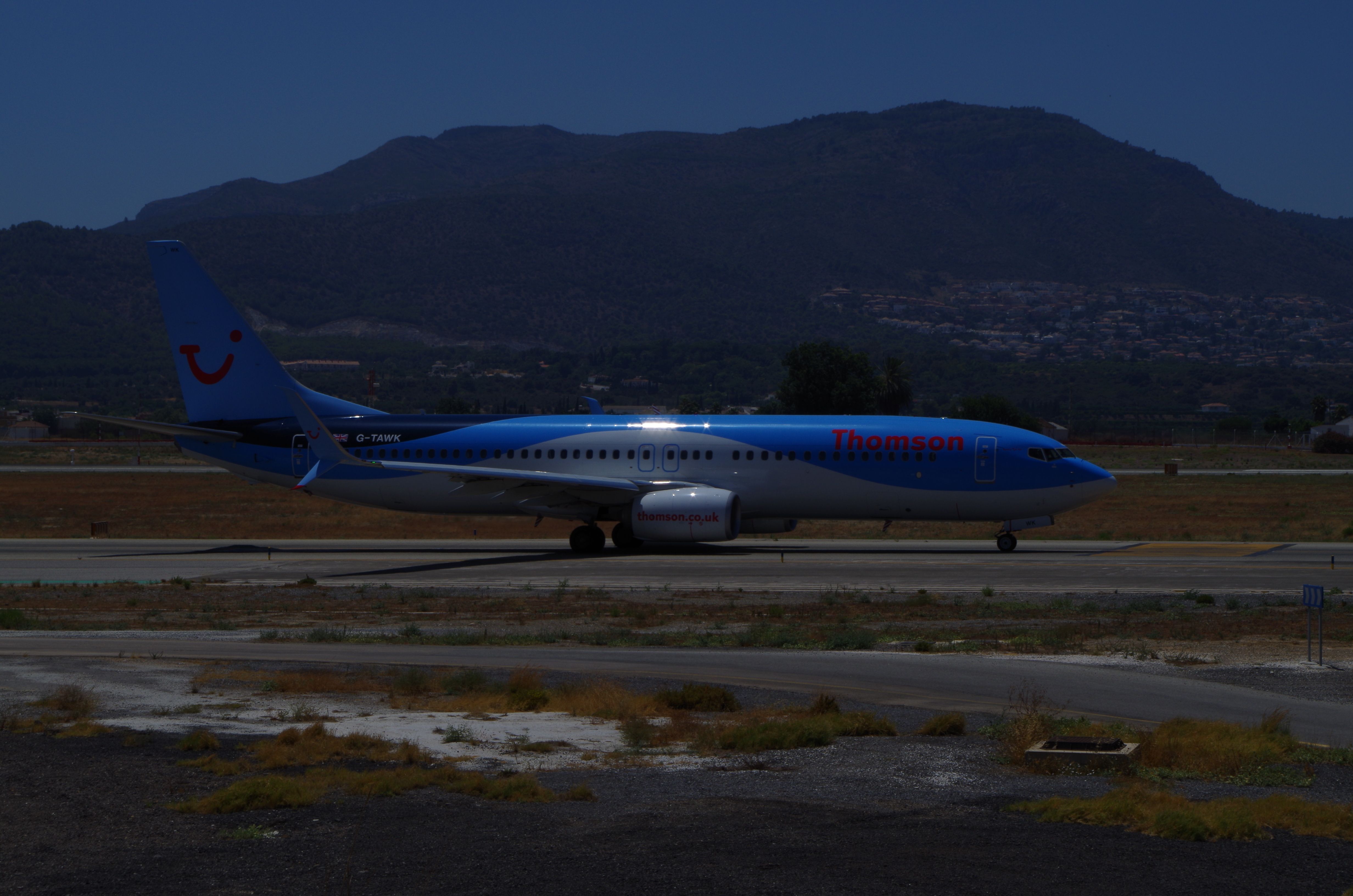 Boeing 737-800 (G-TAWK) - Taxing to takeoff.