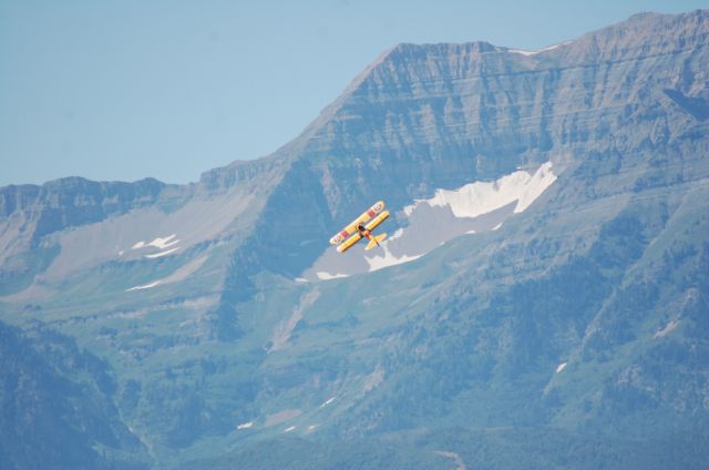 Boeing PT-17 Kaydet (N1387V) - CAF Utah Stearman over Mt. Timpanogos Utah.