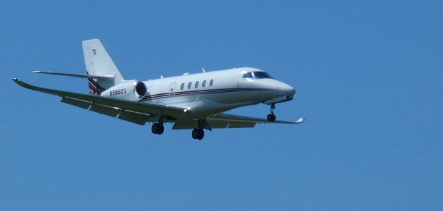 Cessna Citation Latitude (N586QS) - About to touch down is this 2018 Cessna 680A Citation Latitude in the Summer of 2024.