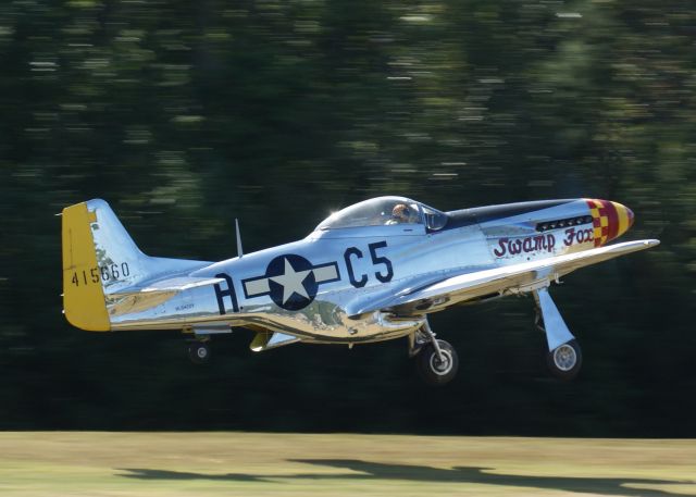 North American P-51 Mustang (NL5420V) - P-51 Swamp Fox takeoff. An amazing Warbirds over the Beach 2021 airshow at Jerry Yagen’s Military Aviation Museum at Pungo, VA near Virginia Beach, 2-3 October 2021. If you’ve never attended one of his airshows, you ought to check it out. Multiple formations of US Army Air Corps, US Navy, RAF, and German aircraft. With Covid, this show was a combined WWI, WWII, etc. airshow. 