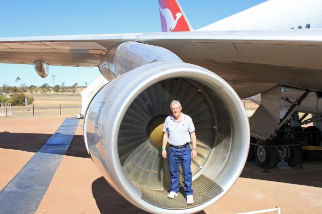 Boeing 747-200 (VH-EBQ) - Longreach airport at the Qantas founders Museum