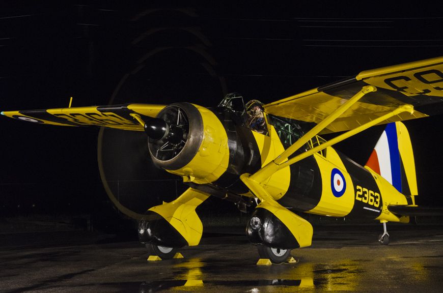 WESTLAND Lysander — - black/Yellow Lysander at CWHM night run up