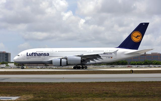 Airbus A380-800 (D-AIMD) - first scheduled landing @ MIA of the A380 drew crowds inside & outside the perimeter of the airport, what a beautiful beast!