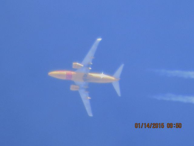 Boeing 737-700 (N781WN) - Southwest Airlines flight from MDW to OKC over Southeastern Kansas at 38,000 feet.