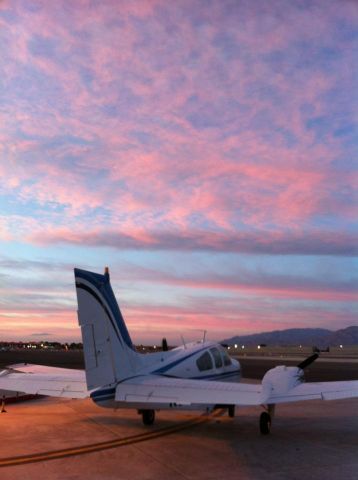 Beechcraft 55 Baron (N858JM) - Sunset at North Las Vegas