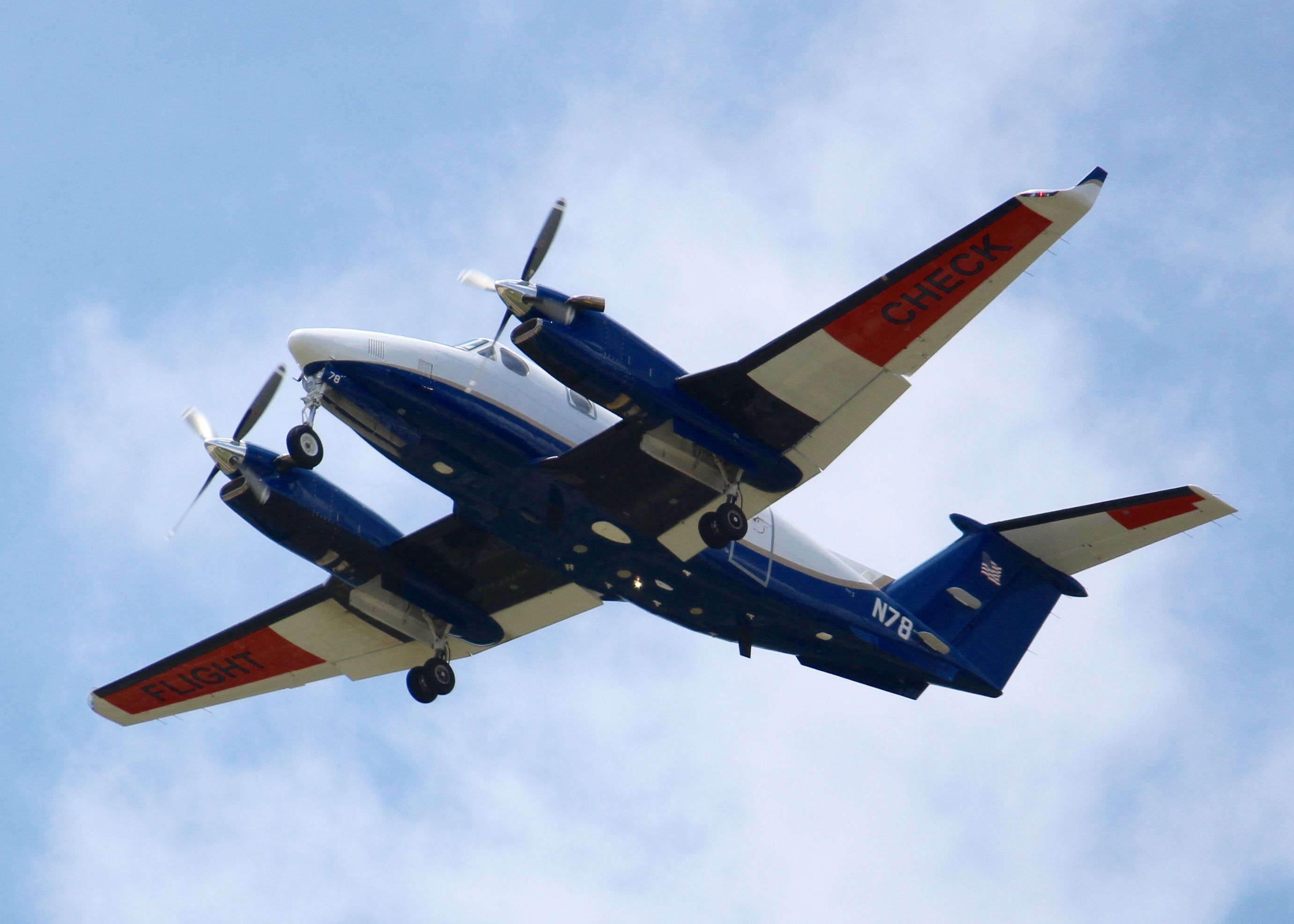 Beechcraft Super King Air 300 (N78) - At Shreveport Regional. Looks like the FAA has repainted some of their aircraft. Even has "FLIGHT CHECK" written under the wings.