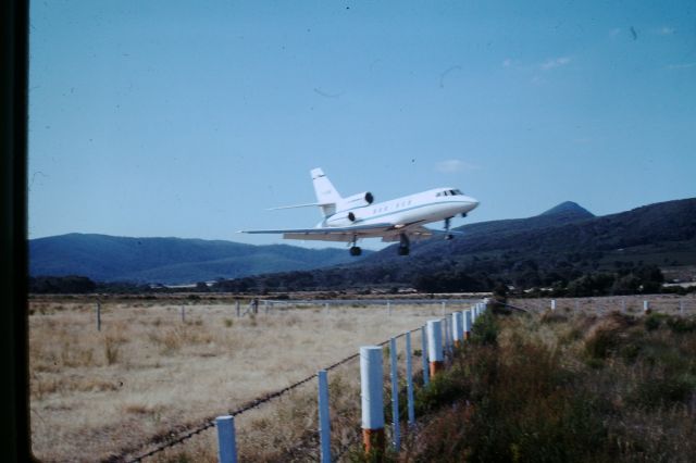 Dassault Falcon 50 (F-BINR) - Falcon 50 conducting circuits for Australian gravel runway certification, RWY14, circa 1978