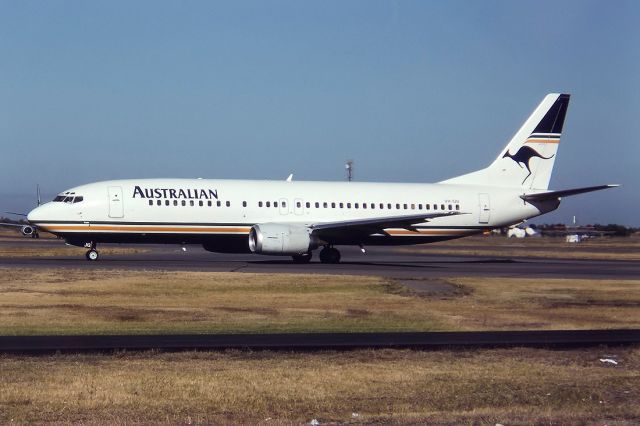 BELL-AGUSTA AB-139 (VH-TJG) - AUSTRALIAN AIRLINES - BOEING 737-376 - REG : VH-TJG (CN 24432/1879) - WEST BEACH ADELAIDE SA. AUSTRALIA - YPAD (26/4/1993)35MM SLIDE CONVERSION USING A LIGHTBOX AND A NIKON L810 DIGITAL CAMERA IN THE MACRO MODE.