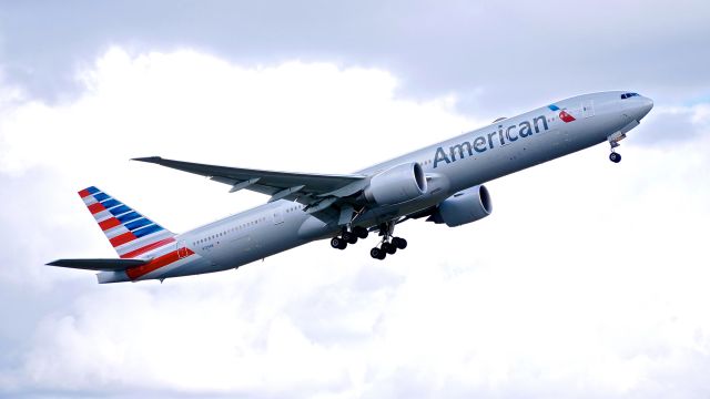 BOEING 777-300 (N725AN) - AAL9671 on rotation from Rwy 16R for a reposition flight to MIA and a return to service on 3.9.18. (ln 1122 / cn 41666). The aircraft was at ATS for maintenance.