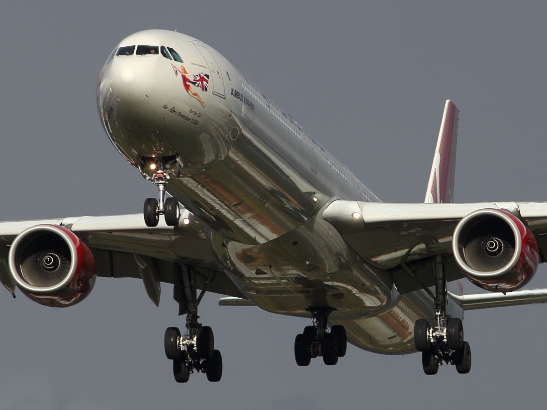 Airbus A340-600 — - Interesting reflections on this Virgin Atlantic A340-600, seen here on approach to runway 027L at LHR.