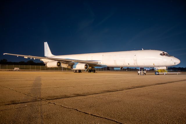 N865F — - 52 year old DC-8-63 sitting on the South Ramp. Hopefully they get her airborne soon.