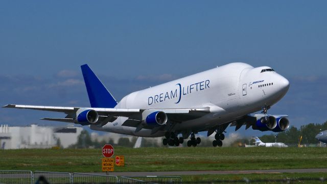 Boeing Dreamlifter (N249BA) - GTI4532 on rotation from Rwy 16R to begin a flight to KCHS on 5.7.18. (ln 766 / cn 24309).