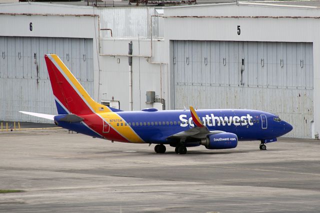 Boeing 737-700 (N767SW) - One of Southwest's many 737-700s waiting in the Birmingham Intl. maintenance area