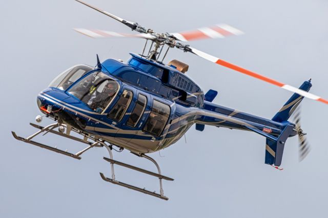 Bell 407 (N410AP) - Returning to Eagle Copters after a test flight. 