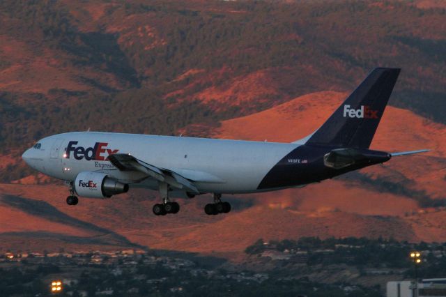 Airbus A310 (N419FE) - Just moments before sunrise, this Fed Ex Airbus approaches runway 16R.