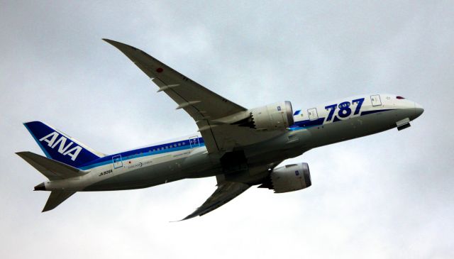 Boeing 787-8 (JA806A) - Rare Southbound Departure, out over down town San Jose off 12R to Tokyo, ANA Flight # 1075, 02-09-2014