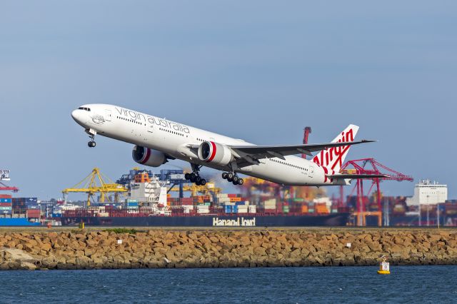 BOEING 777-300ER (VH-VPE) - Virgin Australia (VH-VPE) Boeing 777-3ZG(ER) departing Sydney Airport for the final time. Sydney to Wellcamp Airport, using flight number VA9907, for storage. Boeing 777 and Airbus A330 are unlikely to return to VA, which will be replaced by the Boeing 787 for long-haul flights.