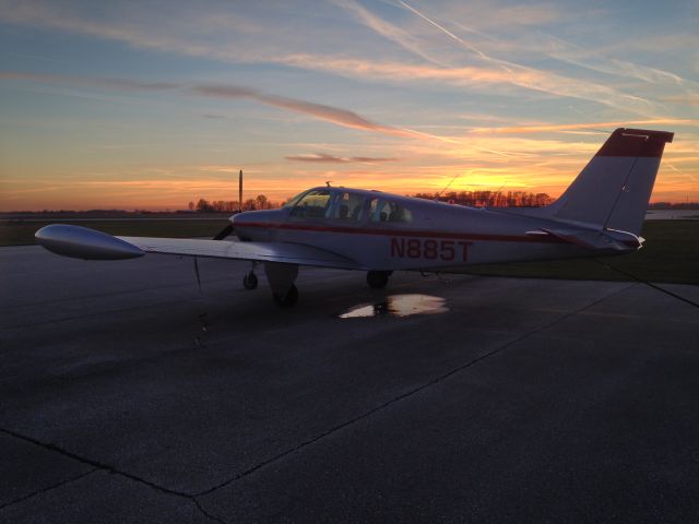 Beechcraft Bonanza (33) (N885T) - BE33 Debonair with an IO-550 300 HP conversion. Thing was an absolute rocket ship. Taken on a warm summer evening with a nice sunset. 