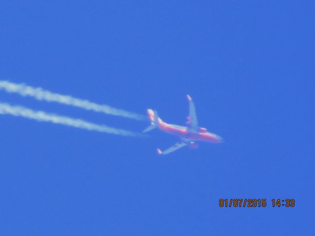 Boeing 737-700 (N930WN) - Southwest Airlines flight 1065 from PHX to CLE over Southeastern Kansas at 39,000 feet.